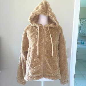 No Boundries size s faux fur hoodie/jacket.warm beige color